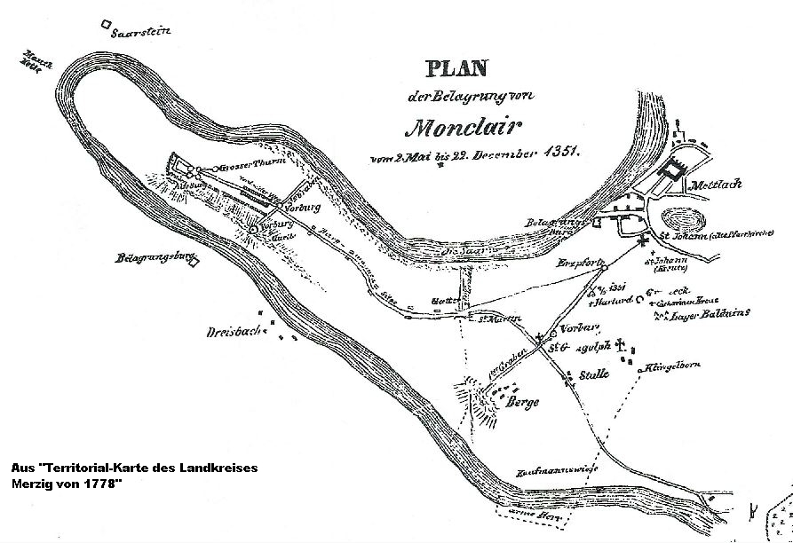 Karte Belagerung Burg Montclair